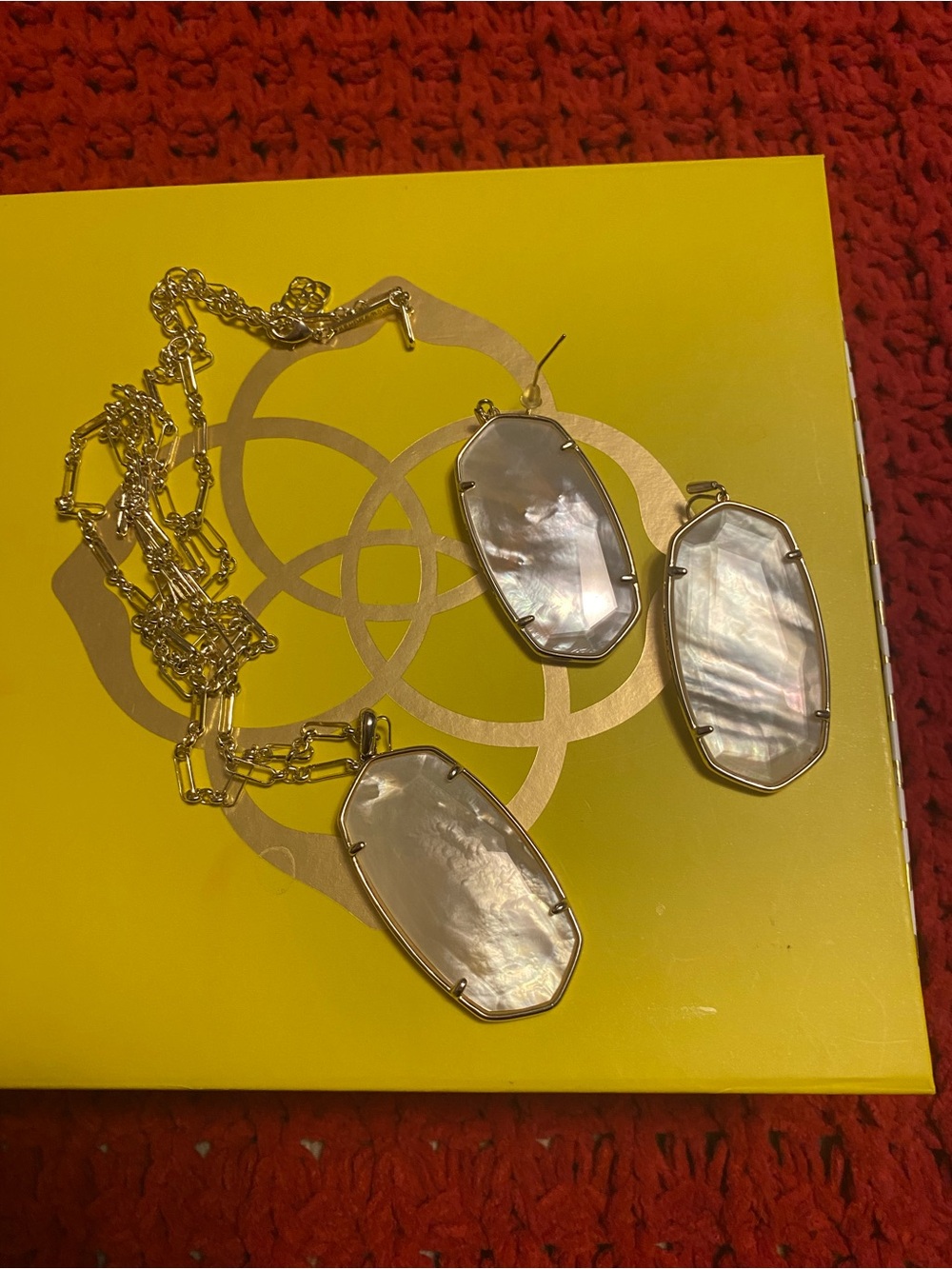 Kendra Scott Gold & Mother-of-Pearl Pendant Necklace and Earring Set